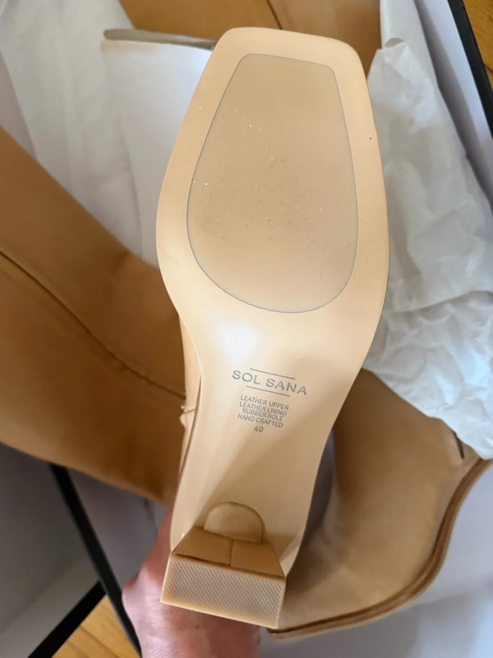 Sol Sana Eon Knee High Boots Tan Leather heels shoes Revolve 40 9